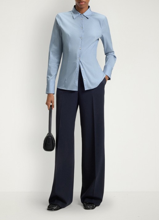HUGO The Fitted Shirt blouse met stretch - voorkant 6 lichtblauw