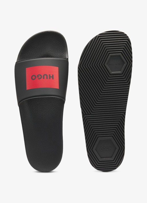 HUGO Timein slipper met logo - detail 2 zwart