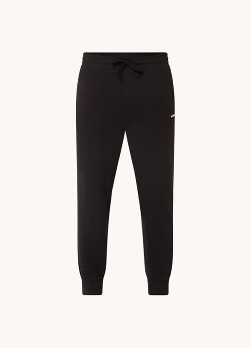 HUGO Trainingsbroek van katoenen badstof met logoprint - voorkant 2 zwart