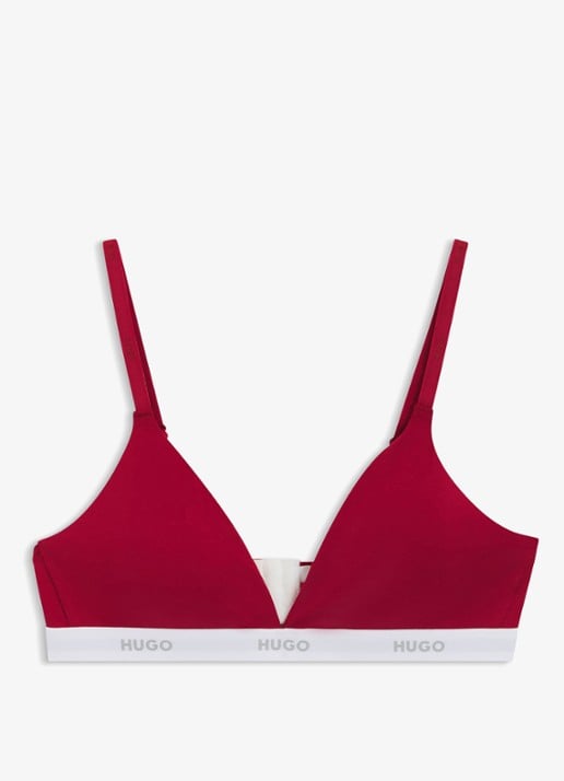 HUGO Triangle voorgevormde bralette met logoband - voorkant rood