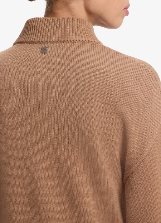 HUGO Trui jurk met logo - detail 3 lichtbruin