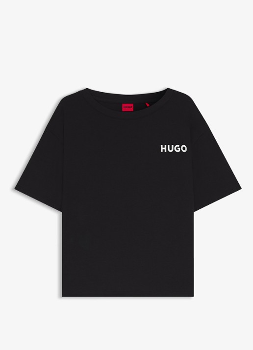 HUGO Unite pyjamatop met logo - voorkant zwart