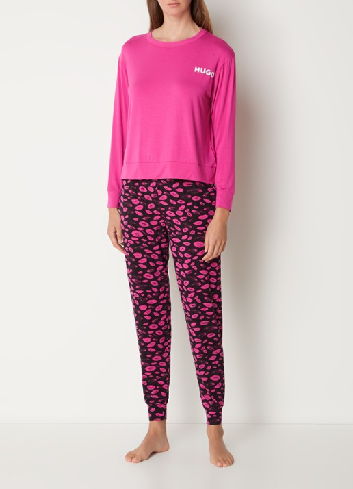 HUGO Unite pyjamatop met logo - voorkant 4 roze