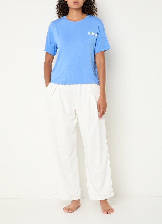 HUGO Unite pyjamatop met logo - voorkant 3 blauw