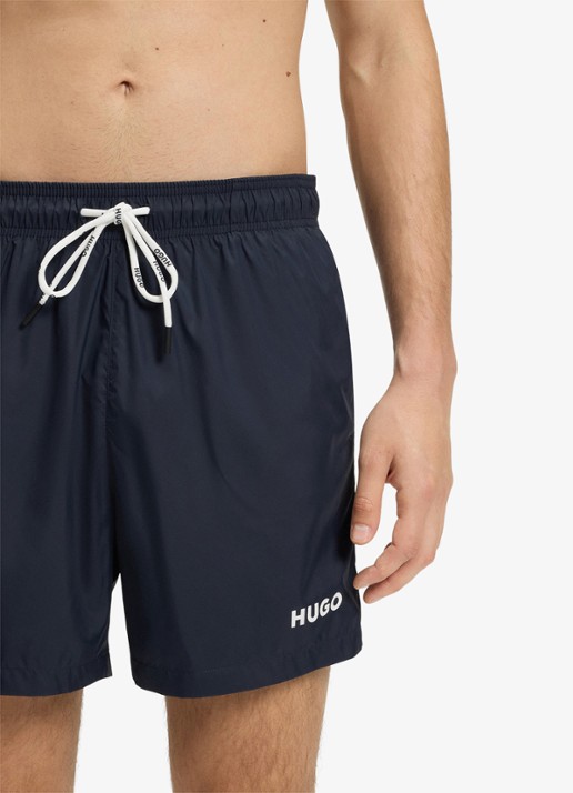 HUGO Volledig gevoerde zwemshort met contrastlogo - detail 2 dark blue-405 / blauw
