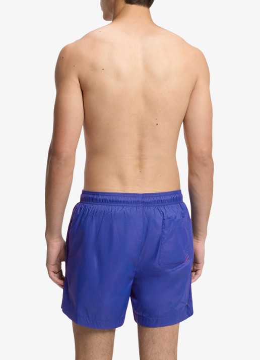 HUGO Volledig gevoerde zwemshort met contrastlogo - achterkant 3 staalblauw