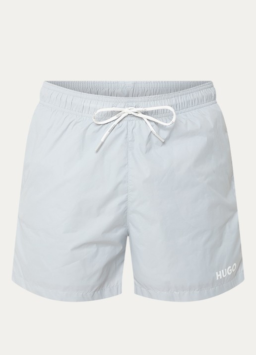 HUGO Volledig gevoerde zwemshort met contrastlogo - voorkant light/pastel grey-050 / grijs