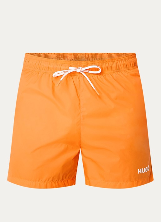 HUGO Volledig gevoerde zwemshort met contrastlogo - voorkant 2 bright orange-820 / oranje