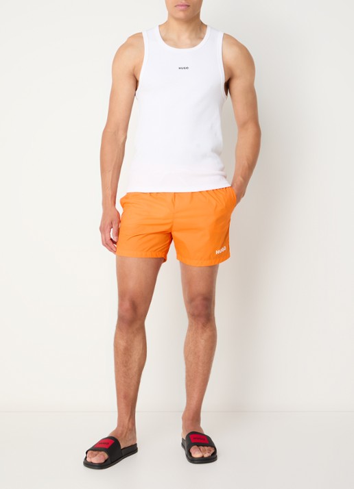 HUGO Volledig gevoerde zwemshort met contrastlogo - voorkant 3 bright orange-820 / oranje