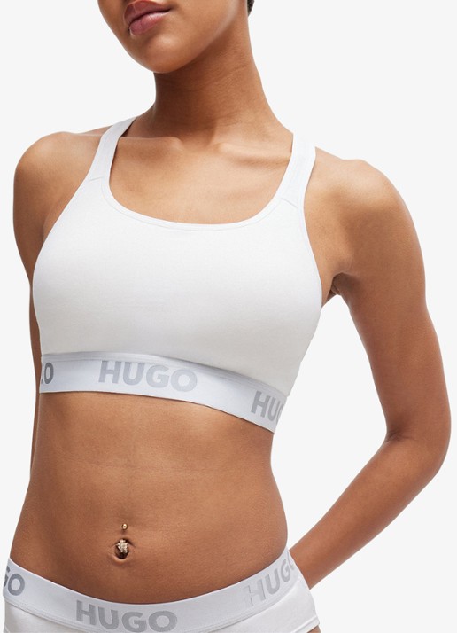 HUGO Voorgevormde bralette met logoband - detail 4 wit