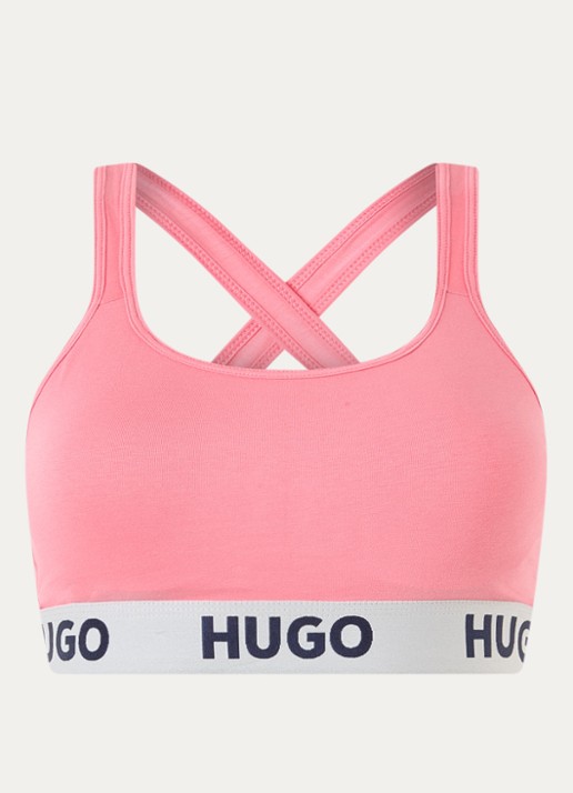 HUGO Voorgevormde bralette met logoband - voorkant 4 roze