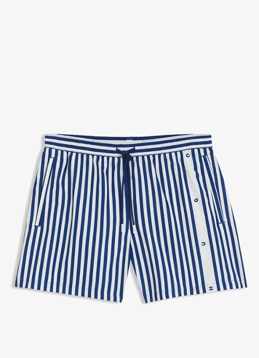 HUGO Zwemshort met streepprint - voorkant 4 blauw