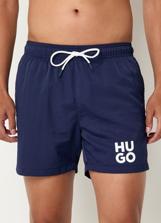 HUGO Zwemshorts met steekzakken en logo - detail 4 navy-418 / blauw