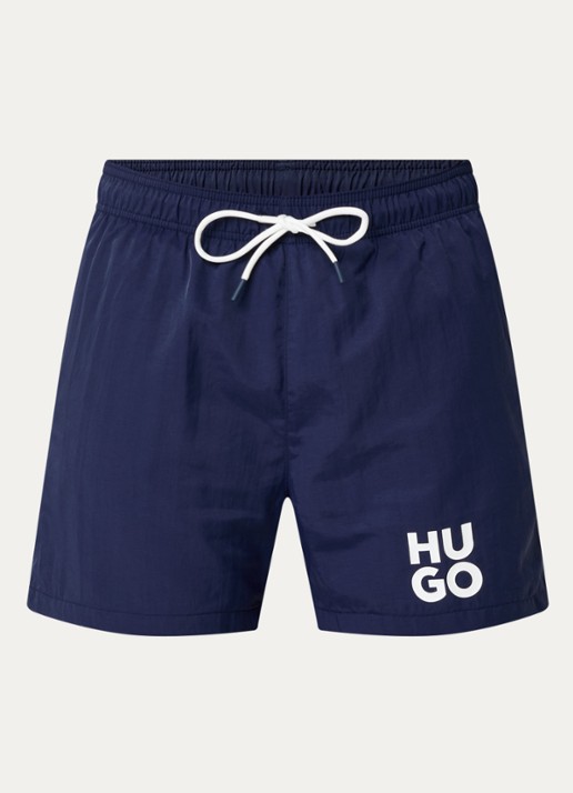 HUGO Zwemshorts met steekzakken en logo - voorkant 2 navy-418 / blauw