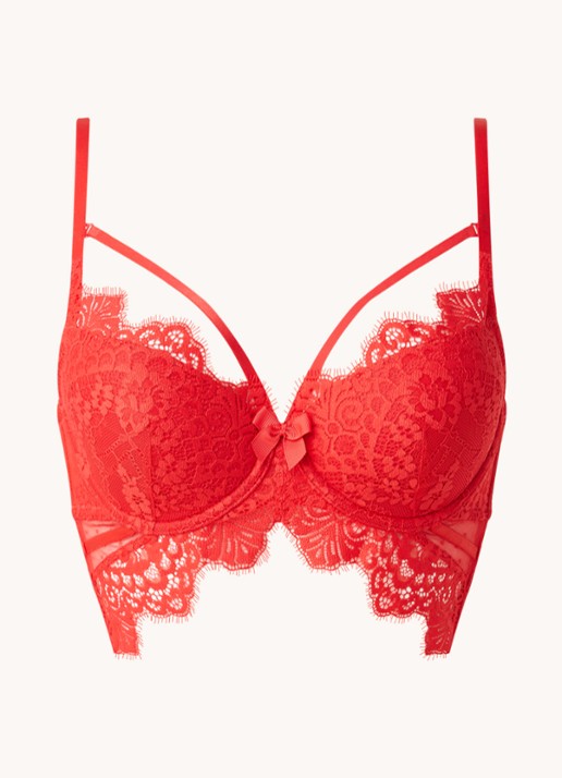 Hunkemöller Marilee balconette bh van kant - voorkant steenrood
