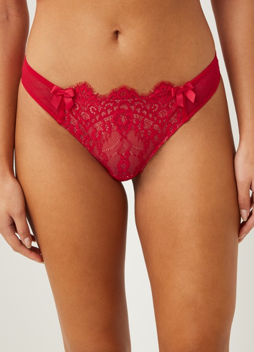 Hunkemöller Marilee string met kant - detail 3 steenrood