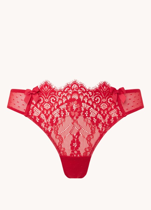 Hunkemöller Marilee string met kant - voorkant steenrood