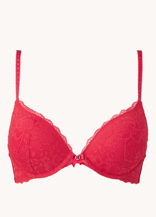 Hunkemöller Maya push-up bh van kant - voorkant 3 steenrood