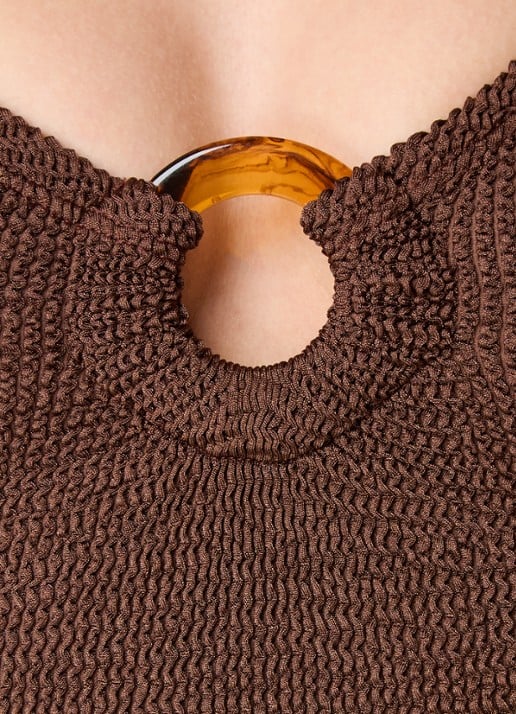 Hunza G Celine badpak met structuur - detail 2 chocoladebruin