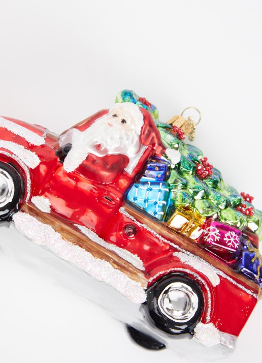 Huras Family Santa Driving Around kersthanger 9 cm - detail rood