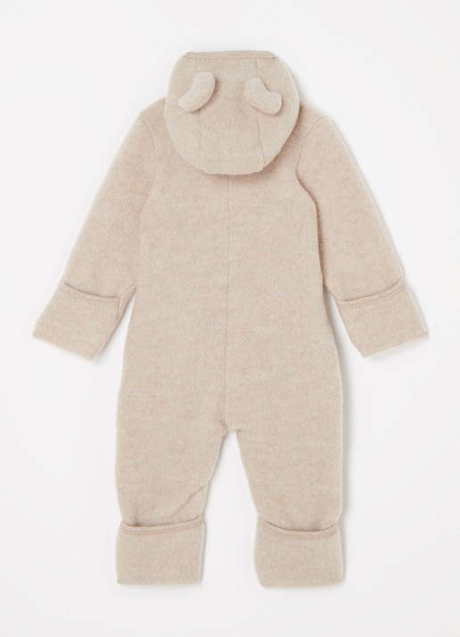 Huttelihut Babypak van wol met capuchon - achterkant 3 beige