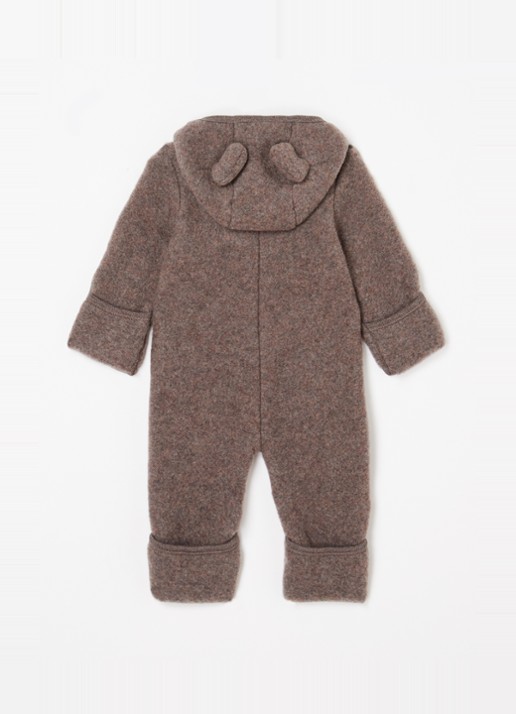 Huttelihut Babypak van wol met capuchon - voorkant 2 donkerbruin