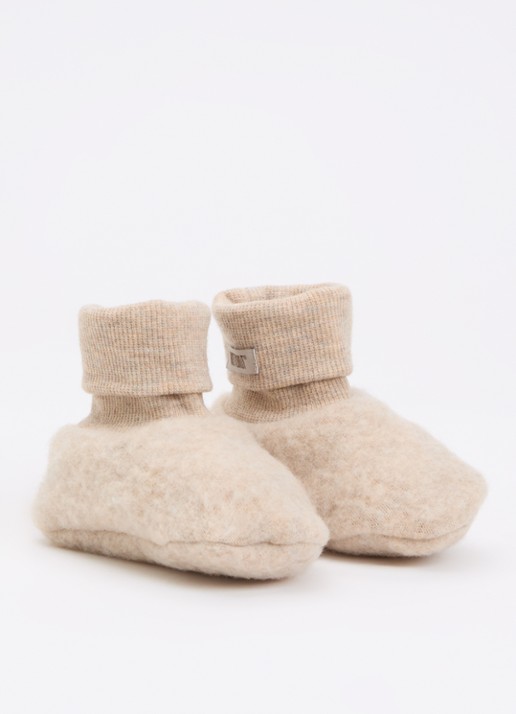 Huttelihut Babyslofje van merino wol - voorkant 3 beige