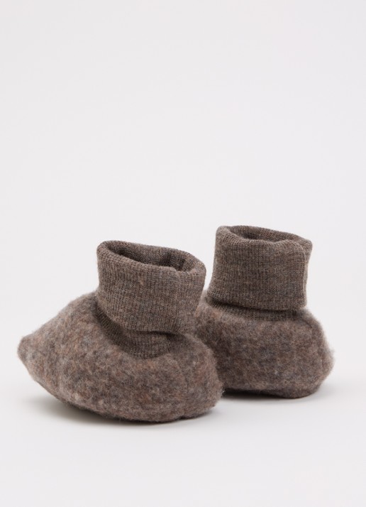 Huttelihut Babyslofje van merino wol - achterkant 4 bruin