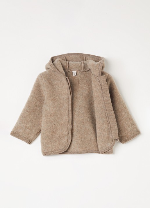Huttelihut Grofgebreid vest van merinowol - voorkant 3 beige