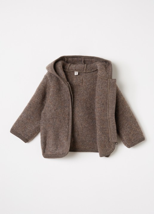 Huttelihut Jack van merino wol met capuchon - voorkant 2 bruin