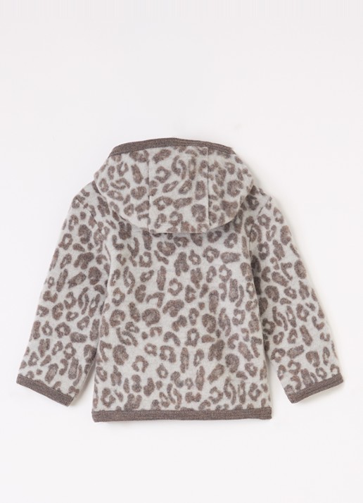 Huttelihut Jack van merino wol met panterprint - achterkant camel