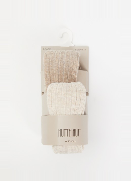 Huttelihut Ribgebreide maillot in wolblend in 2-pack - voorkant donkerbeige