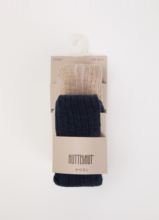 Huttelihut Ribgebreide maillot in wolblend in 2-pack - voorkant 2 donkerblauw