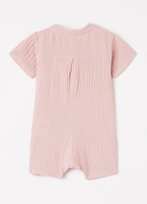 Huttelihut Romper met structuur - voorkant 2 roze