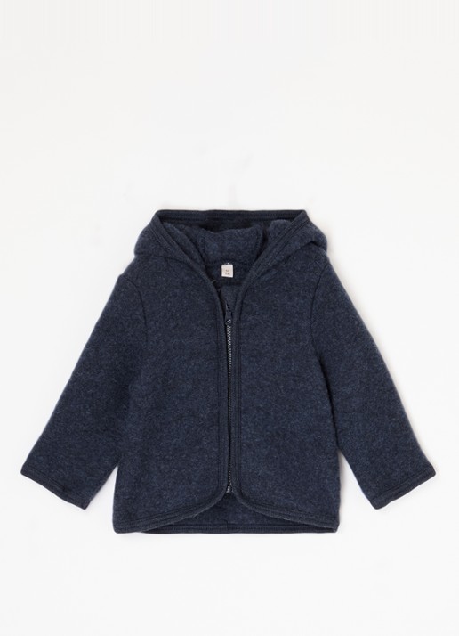 Huttelihut Vest van wol met capuchon - voorkant 2 royalblauw