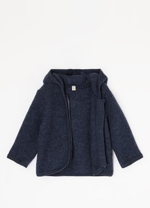 Huttelihut Vest van wol met capuchon - voorkant 3 royalblauw