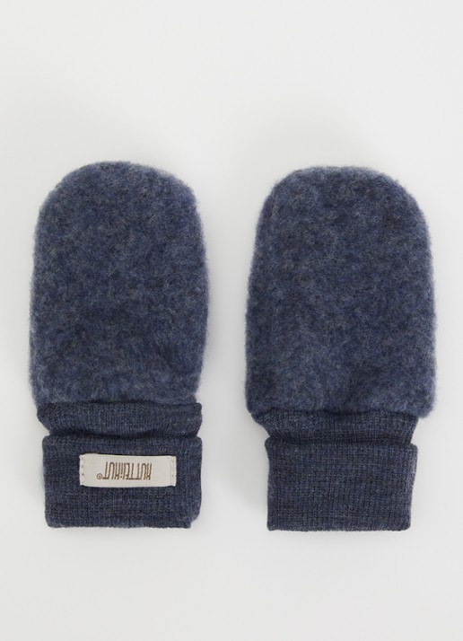 Huttelihut Wanten van merino wol - voorkant donkerblauw