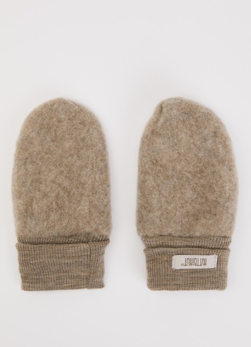 Huttelihut Wanten van merino wol - voorkant 2 donkerbeige