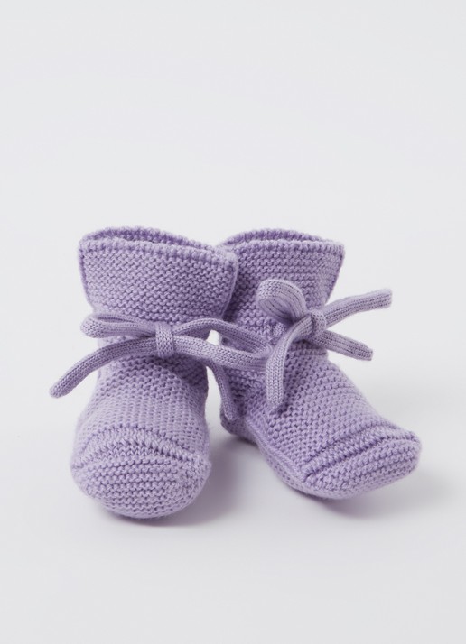 Hvid Booties gebreide babyslofjes van wol