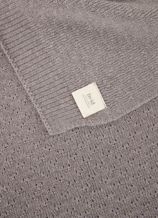 Hvid Dora wiegdeken van merino wol 95 x75 cm - detail 3 zand