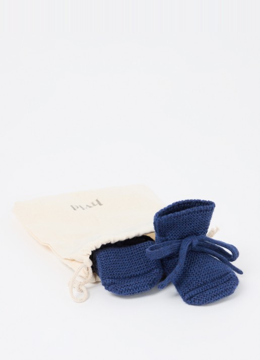 Hvid Gebreide babyslofjes van wol - detail 4 royalblauw