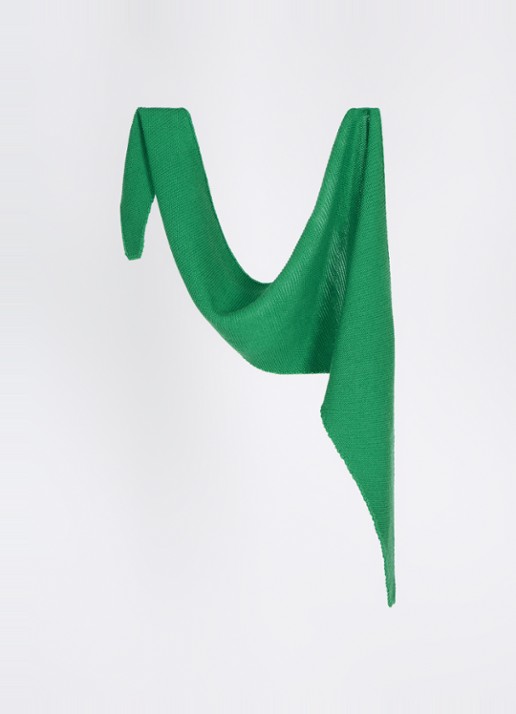 Hvid Josephina grofgebreide sjaal van merino wol 135 x 35 cm - detail 3 groen