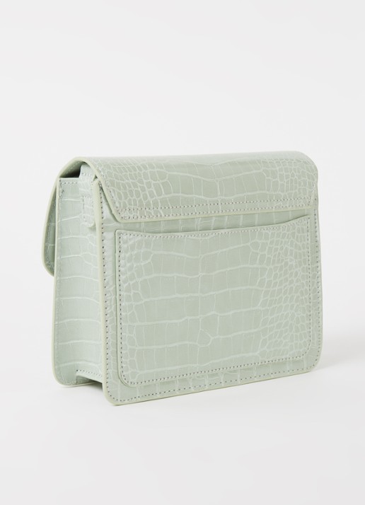 HVISK Cayman crossbodytas met crocostructuur - achterkant lindegroen
