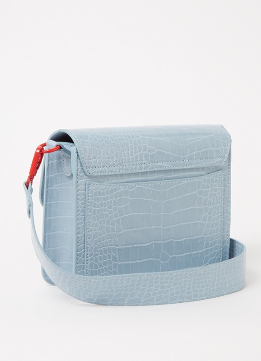 HVISK Cayman crossbodytas met crocostructuur - achterkant 4 lichtblauw