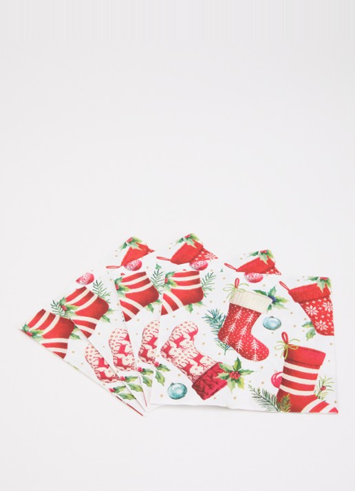 Ihr Ideal Home Christmas Stockings servetten 33 x 33 cm - voorkant 2 wit