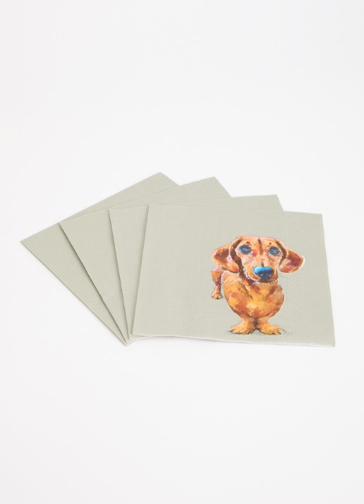 Ihr Ideal Home Dog Buddy servet 33 x 33 cm set van 20 - voorkant 2 olijfgroen