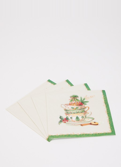 Ihr Ideal Home Festive Tea Time servetten 33 x 33 cm - voorkant 2 creme