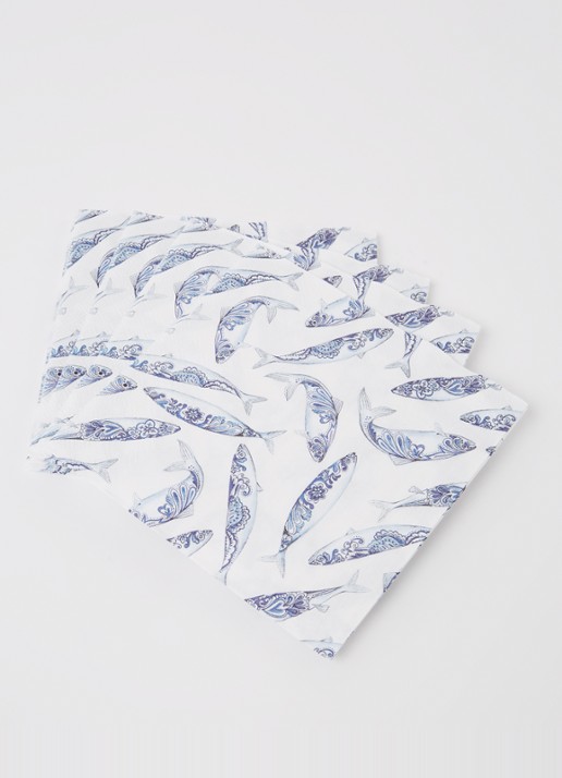 Ihr Ideal Home Fish servetten 33 x 33 cm  - voorkant 2 wit