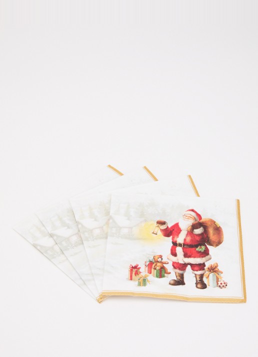 Ihr Ideal Home Happy Santa servetten 33 x 33 cm - voorkant 2 goud