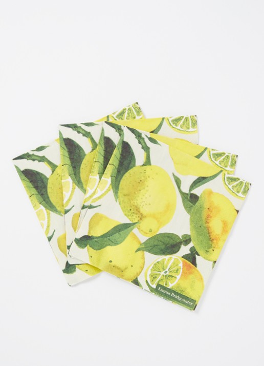 Ihr Ideal Home Lemons servetten 33 x 33 cm  - voorkant 2 abrikoos